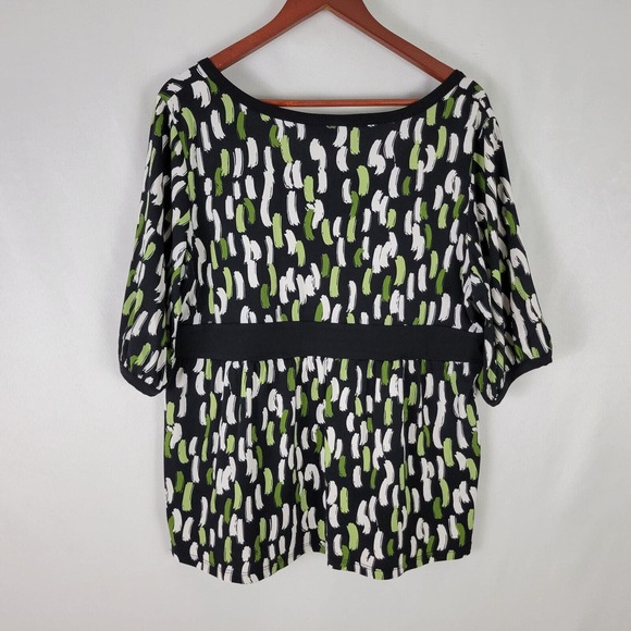 Dressbarn Womens Shirt Size 14 / 16‎ Top Multicolored 1/2 Sleeve V Neck - Picture 2 of 11
